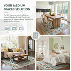 Moynesa Floral Bird 6x9 Area Rug for Living Room Bedroom Dining Room, Retro Home Decorations for Modern Bohemian Farmhouse Open Areas, Family Friendly Comfort Floor Protection Non-Slip Washable