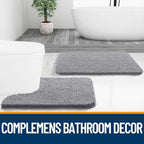 OLANLY Toilet Rugs U-Shaped 20x20, Extra Soft Absorbent Chenille Contour Bathroom Rugs for Toilet, Dry Quickly, Machine Washable, Non-Slip Bath Mat, Grey