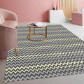 Modern Geometric Chevron Rug Industrial Wave Pattern in Layered Tones Minimalist Washable Non-Slip Area Carpet for Living Room Dining Room Bedroom Office Playroom Indoor Thin Mat 7x12 Grey