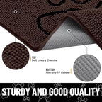 Smiry Dog Door Mat for Muddy Paws, Absorbent Dirt Trapper Non Slip Quick Dry Washable Chenille Mat for Mud Dogs, Entry Rug for Indoor and Outdoor (48x30 Inches, Brown and Black)