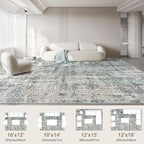10x14 Area Rug Living Room Rugs - Washable Neutral Modern Abstract Soft Thin Large Rug Indoor Floor No Slip Rug Carpet for Bedroom Under Dining Table Home Office Decor - Green/Grey