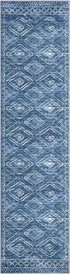 KILOCOCO Hallway Runner Rug 2x8 Runners for Hallways Washable Runner Rug Non Slip Rubber Backed Low-Pile Runners for Bedroom Kitchen Living Room Laundry Room Boho Rugs, Stonewashed Blue