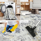 Toneed Abstract Area Rug Modern Washable Rug Soft Non Slip Rug Low Pile for Bedroom Living Room Dining Room Blue 5x7 Feet