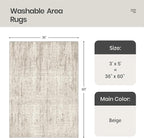 Valenrug Washable Rug 3x5 - Stain Resistant 3x5 Area Rugs for Living Room, Non Slip Backing Printed Rugs for Bedroom, Folable Area Rug(Beige,3'x5')