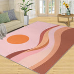 Boho Sun Area Rugs 4x6ft, Minimalist Sunburst Carpet for Bedroom, Abstraction Deco Rug for Living Room Easy to Clean for Indoor Outdoor Hardwood Floors Home Decor