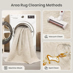 Valenrug Washable Rugs 8x10 - Non Slip 8x10 Area Rugs for Living Room, Stain Resistant Area Rugs for Bedroom, Foldable Machine Washable Area Rug(8'x10', Beige)