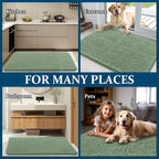 OLANLY Dog Door Mat for Muddy Paws 48x30, Absorbs Moisture and Dirt, Absorbent Non-Slip Washable Doormat, Quick Dry Chenille Mud Mat, Entry Indoor Entryway Carpet for Inside Floor, Olive Green