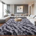 Shaggy Modern Shag Area Rug for Bedroom, Upgrade Non-Slip Plush Fluffy Carpet for Kids Room Home Decor, Plush Area Rug Tie Dye Stripes 5x7Ft
