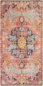 Lahome Bohemian Floral Medallion Runner Rug - 2x4 Hot Pink Bathroom Rug Runner, Machine Washable Non-Slip Hallway Mat Indoor Laundry Accent Carpet Runners for Kitchen Living Bedroom RV, Fuchsia/Multi