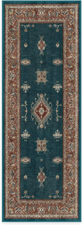 RUGGABLE Washable Vintage Runner Rug – Verena Teal Blue 2.5x7, Stain-Resistant, Non-Slip Hallway Runner – Machine Washable Rug for Hallway, Entryway, Living Room & Kitchen–with Cushioned Pad