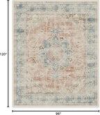 RUGGABLE Washable Vintage Area Rug – Sarrah Coral 8x10, Stain-Resistant, Non-Slip – Large Machine Washable Rugs for Living Room, Bedroom, Hallway, Entryway & Office–with Cushioned Pad