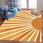 Rainbow Sun Area Rug,6x8ft,Boho Kids Room Area Rug, Living Room Decorative Rainbow Rug for Kids Girls Boys Bedroom, Living Room, Classroom, Office Non-Slip Washable
