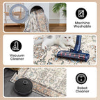 Area Rug 5x7, Washable Faux Wool Throw Rugs for Living Room, 0.3″ Non Slip Low Pile Vintage Boho Carpet for Ding Room, Home Office, Bedroom, Kids Room, Bedside (Khaki)