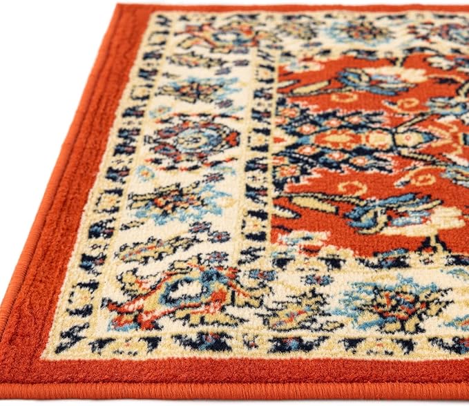 Unique Loom Sialk Hill Collection Area Rug - Washington (9' x 12' Rectangle Terracotta/Cream)