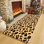 Amearea Soft Leopard Runner Rugs for Hallway, 2x6 Feet Cheetah Print Bedroom Bedside Rugs, Washable Fluffy Indoor Animal Runner Rug Carpet for Entrance Kitchen Kids Teen Room Living Room Decor, Khaki
