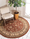Unique Loom Voyage Collection Traditional Oriental Classic Intricate Design Area Rug (8' 0 x 8' 0 Round, Terracotta/Ivory)
