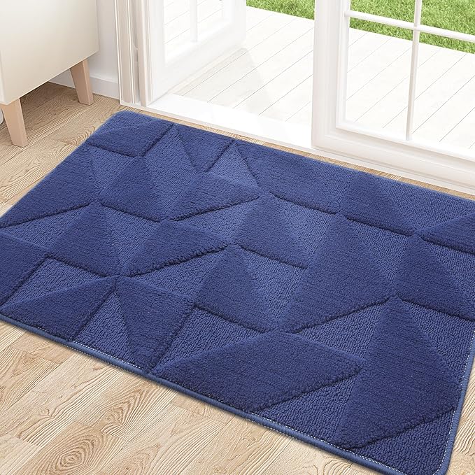 OLANLY Door Mats Indoor, Non-Slip, Absorbent, Dirt Resist, Entrance Washable Mat, Low-Profile Inside Entry Doormat for Entryway (36x24 inches, Navy)