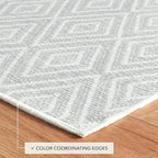 Dash and Albert Diamond Machine Washable Area Rug - 4' x 6' Platinum/White - Diamond Accent Rug - Anti-Slip Backing, Lightweight, Machine Washable, High Traffic Areas Kitchen, Mudroom, Laundry Room