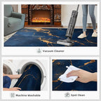 6x9 Abstract Marble Living Room Rug - Dark-Blue-Marble Bedroom Carpet, Luxury Stone Pattern Classroom Rug for Carpet Boy Bedroom Office Nursery Hardwood Home Decor