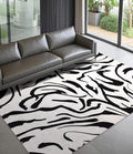 YIHOUSE Modern Area Rugs for Bedroom,5x7 Washable Black and White Rug, Thin Abstract Geometric Minimalist Striped Rug, Black Rugs for Bedroom,Kitchen,Dining Room Office