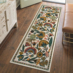 Washable Kitchen Runner Rug, Floral 2x6 Rug Runners for Hallways, Washbale Non Slip Beige Rugs, Soft Low Pile Carpet for Bedroom Entryway Laundry Room