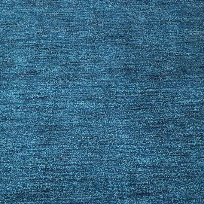 Rugsotic Carpets Hand Knotted Gabbeh Wool 2'6''x10' Runner Rug Solid Blue L00111