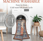 Lahome Boho 3x5 Washable Area Rugs, Small Non-Slip Bedroom Carpet Throw Low-Pile Rugs for Entryway Kitchen, Oriental Distressed Carpet for Bathroom Office Laundry Living Room, Rust