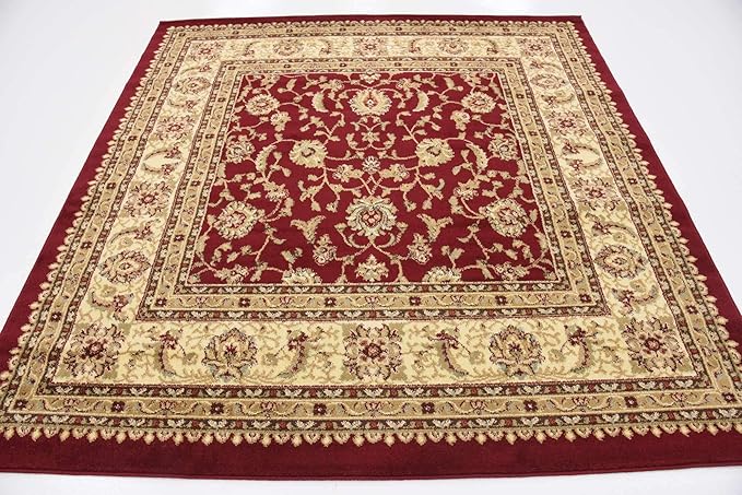 Unique Loom Voyage Collection Traditional Oriental Classic Intricate Design Area Rug (6' 0 x 6' 0 Square, Terracotta/Ivory)