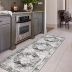 Moynesa Ultra-Thin Washable Runner Rug 2x7 for Hallway Non-Slip, Grey Kitchen Runner Rugs with Rubber Backing, Long Non Shedding Low Pile Bedroom Bedside Carpet for Bathroom Laundry Living Room