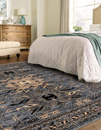 Unique Loom Taftan Collection Border Geometric Tribal Inspired Design Area Rug (8' 0 x 10' 0 Rectangular, Gray/ Black)