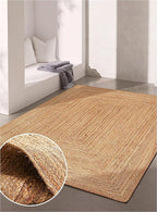 KEMA Jute Braided Area Rug, 8x10 Feet (96x120 Inches) - Rustic Vintage Braided Reversible Rectangular Rug, Shag Rugs for Bedroom, Jute Kitchen, Living Room, Floor