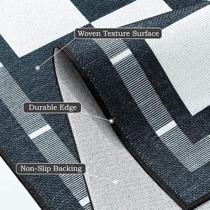 Vasofe Jute Checkered Runner Rug, 2x6 Black and White Washable Rugs, Modern Runners for Hallway Non-Slip Kitchen Mat, Farmhouse Checkerboard Indoor Outdoor Carpet for Porch Laundry Entryway