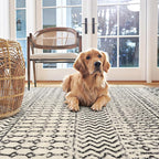 Geometric Moroccan 6x9 Rug, Ultra Soft Distressed Black Rug for Bedroom Non-Slip, Low-Pile Washable Living Room Rug Indoor Carpet for Bedroom Dining Room Classroom Dorm