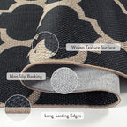 Lahome Moroccan Easy Jute Runner Rug, Black Washable Runner Rugs for Outdoor Porch Hallway, Geometric Trellis Woven Long Carpet for Doorway, Thin Non Slip Outdoor Decor, 2'6'' x 8'
