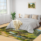 Forest Rugs for Bedroom - 3x4 Area Rug - Stone Bridge Stream Rugs for Living Room, Retro Country Style Rug, Non-Slip Washable Home Decor Carpet