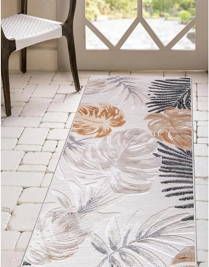 CAMILSON Runner Outdoor Rugs Oriental Retro Traditional Floral Medallion Area Rug 2x10 Non-Shedding Stain Resistant Indoor Carpet for Bathroom Hallway Kitchen Office (2 x 10 / Yellow)