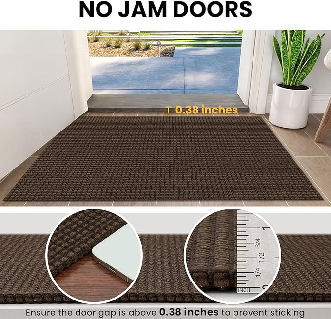 IOHOUZE Washable Exrea Long Hallway Runner Rug 3x14 Non Slip Rubber Backed Kitchen Runner Entryway Runner Indoor, Woven Rugs Floor Carpet for Kitchen Hall Entryway Stair,Brown