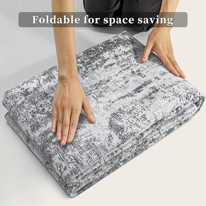 Ciicool Modern Abstract Area Rug 2x3 Washable Small Entryway Rugs, Non-Slip Low Pile Throw Rug Mat, Foldable Thin Kitchen Bathroom Rug, Grey Floor Carpet for Entrance Living Room Indoor Doormat
