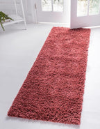 Unique Loom Davos Shag Collection Area Rug - Solid (2' 7" x 20' Runner, Poppy)