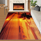 Coastal Rugs for Bedroom - 5x7 Area Rug - Ocean Beach Rugs for Living Room, Sunset Palm Trees Rug, Non-Slip Washable Home Decor Carpet
