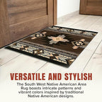 YHSF South West Native American Area Rug C318 - Easy Clean, Thick, Soft, Durable Native Tribal American Indian Inspired Rug for Bedroom/Living Room and More - Chocolate Brown, 2 Feet x 7 Feet