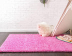 Unique Loom Solid Shag Collection Area Rug (8' x 10' Rectangle Taffy Pink)