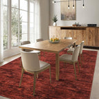 RUGSREAL Area Rug 5x7 Machine Washable Area Rug for Living Room Non-Slip Stain Resistant Modern Abstract Bedroom Rug Contemporary Solid Throw Rug Foldable Accent Floor Carpet for Dining Room, Red