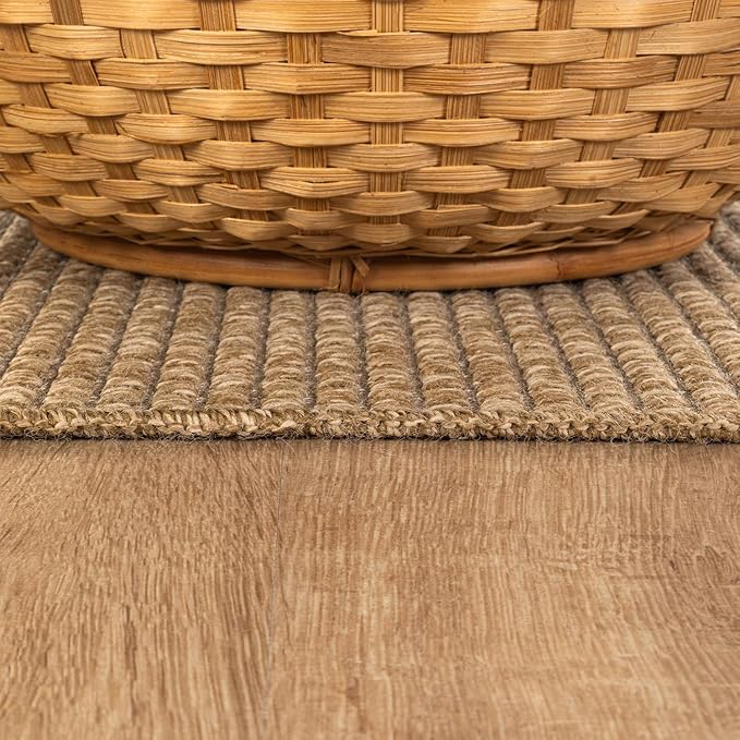 CAMILSON Easy Jute Rug 8x10, Indoor Outdoor Natural Color Farmhouse Area Rugs for Living Room Patio and Kitchen Rug, Solid Boho Woven Design, Easy-Cleaning, Washable Outside Carpet Alfombras (8 x 10)