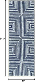 Bloom Rugs Washable Non-Slip 12 ft Runner - Blue Striped Runner for Entryway, Hallway, Bathroom, and Kitchen - Exact Size: 2.5' x 12'