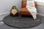 Unique Loom Solid Shag Collection Area Rug (10' 2" Round, Graphite Gray)