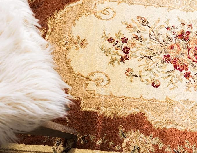 Unique Loom Versailles Collection Traditional Classic Floral Motif Area Rug (10' 0 x 13' 0 Rectangular, Terracotta/ Ivory)