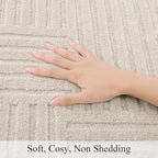 SHACOS Soft Cozy Fluffy Arch Pattern High-Low Pile Small Rug 2'x3' Non Slip Washable Textured Minimalist Area Rugs Modern Geometric Carpet for Bedroom Bathroom Kitchen, Beige