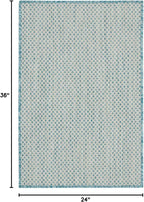 Nourison Home Courtyard Ivory Aqua 2' x 3' Area Rug - Easy Clean, Non Shedding, Bed Room, Living Room, Dining Room, Kitchen (2' x 3')