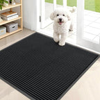OLANLY Front Door Mat Indoor Outdoor Entrance, Waterproof Heavy Duty Doormat, Fade Resistant, Low Profile, Easy Clean Patio Porch Welcome Floor Mats for Entry, 35x30, Black